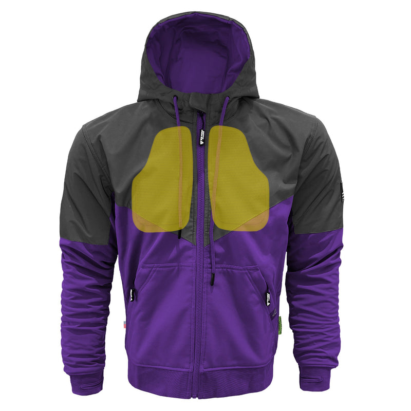 Load image into Gallery viewer, SoftShell Reflective Purple Nebula Hoodie - with Pads