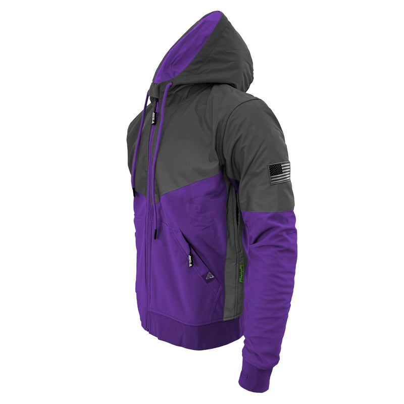Load image into Gallery viewer, SoftShell Reflective Purple Nebula Hoodie - with Pads
