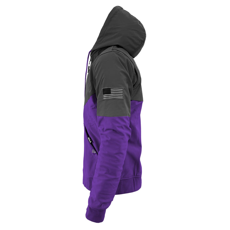 Load image into Gallery viewer, SoftShell Reflective Purple Nebula Hoodie - with Pads