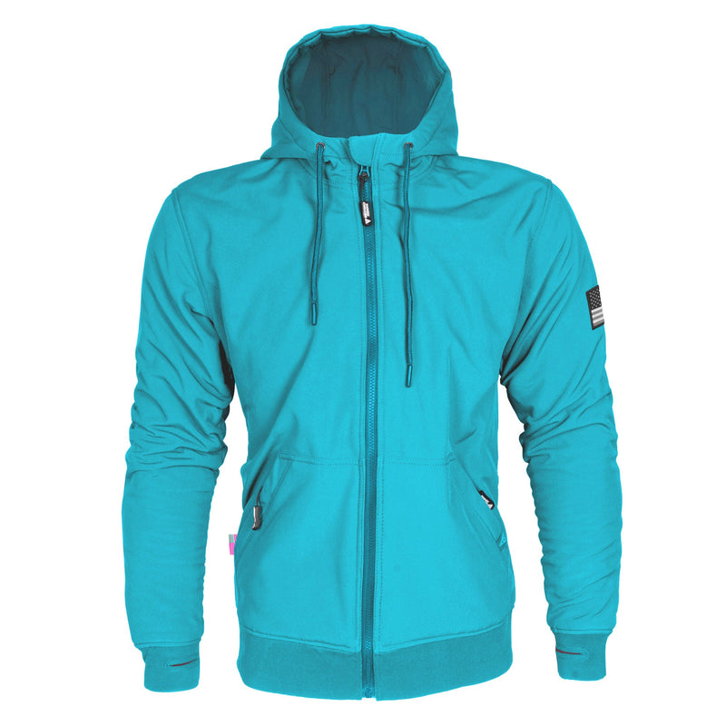 Load image into Gallery viewer, Protective SoftShell Unisex Hoodie - Arctic Blue Matte with Pads