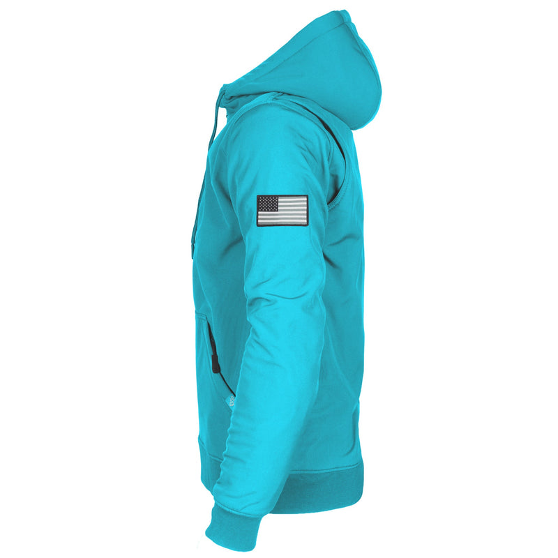 Load image into Gallery viewer, Protective SoftShell Unisex Hoodie - Arctic Blue Matte with Pads