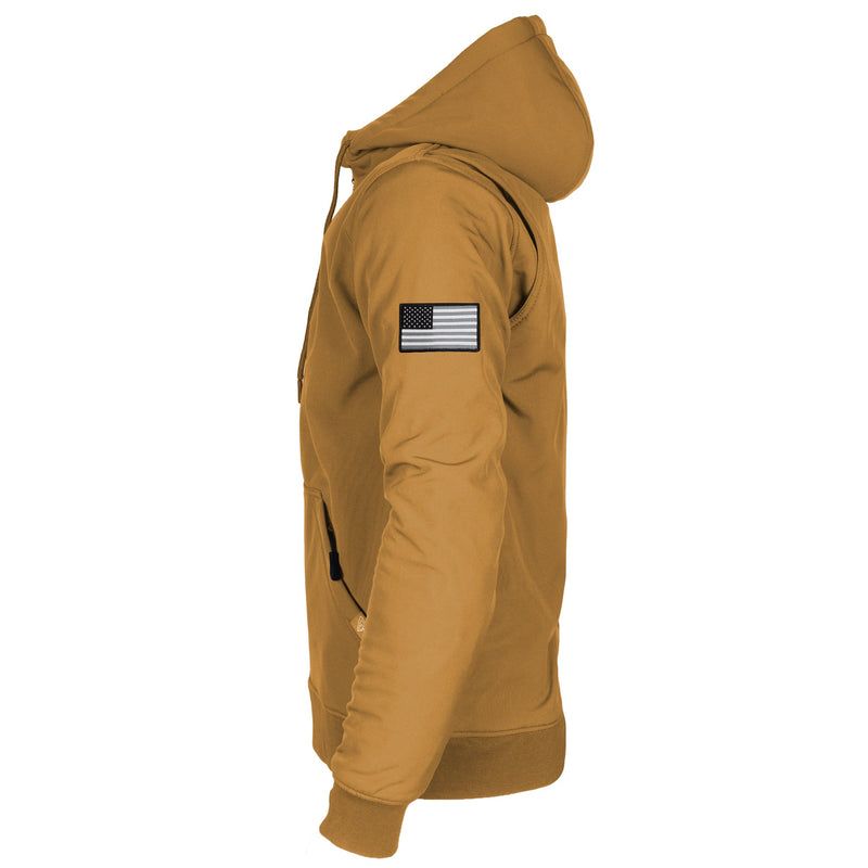 Load image into Gallery viewer, Protective SoftShell Unisex Hoodie - Mustard Matte with Pads