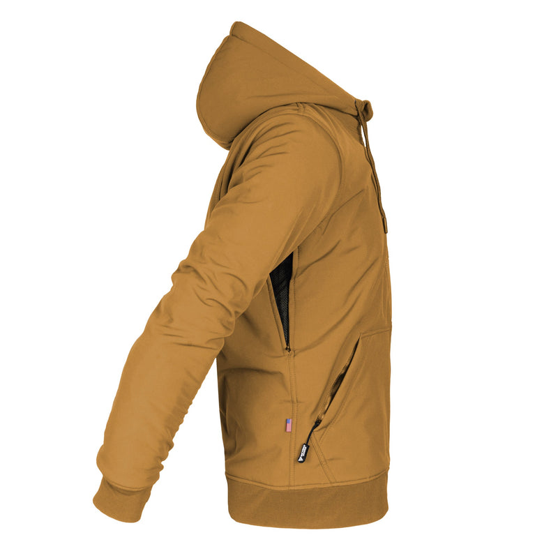 Load image into Gallery viewer, Protective SoftShell Unisex Hoodie - Mustard Matte with Pads