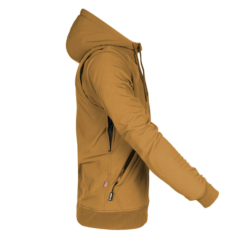 Load image into Gallery viewer, Protective SoftShell Unisex Hoodie - Mustard Matte with Pads