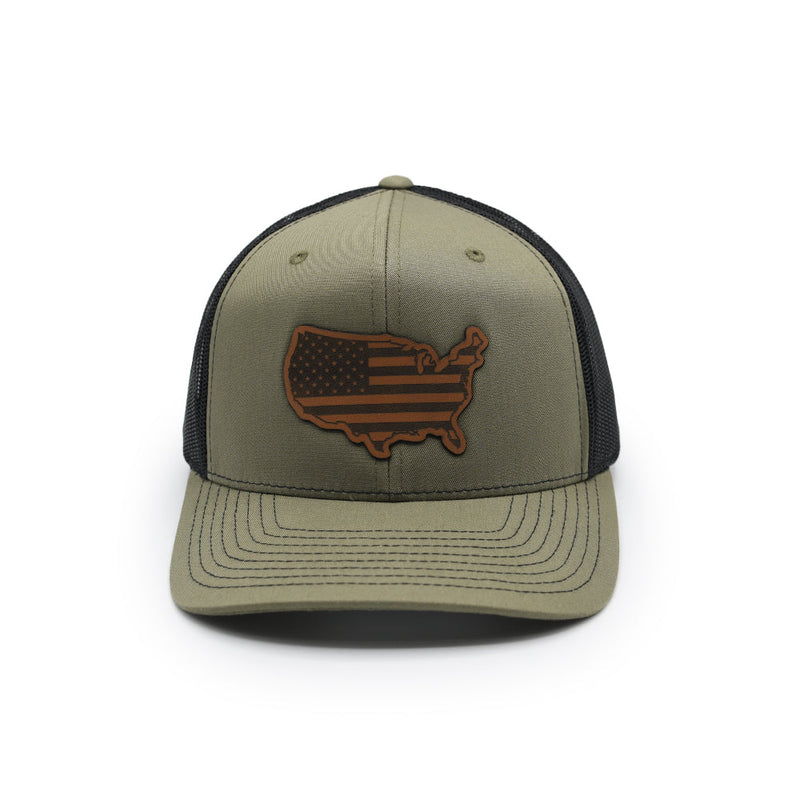Load image into Gallery viewer, USA Country Flag Leather Patch Hat
