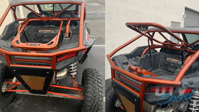 Load image into Gallery viewer, Opening Spare Tire Mount with shocks for the Polaris RZR 1000 by UTV Speed