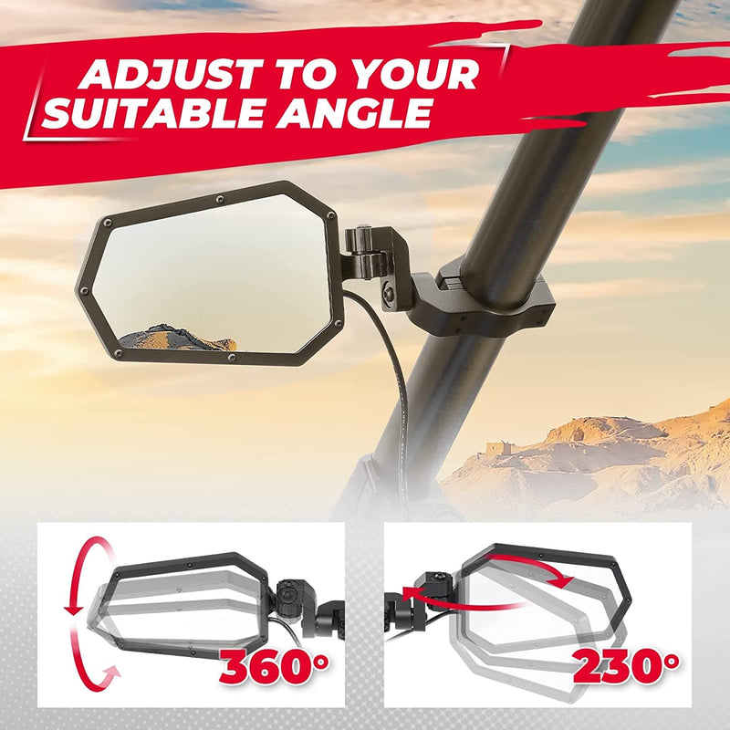 Load image into Gallery viewer, Aluminum UTV Side Mirrors Lights for Can Am Maverick X3/ RZR w/ 1.75"-2" Roll Bar