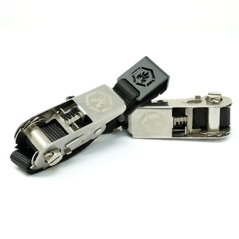 Load image into Gallery viewer, Litt Industries Universal cooler ratcheting straps fits nearly any utv bed and nearly any cooler 304 stainless steel cold rolled carbon steel with nylon strap