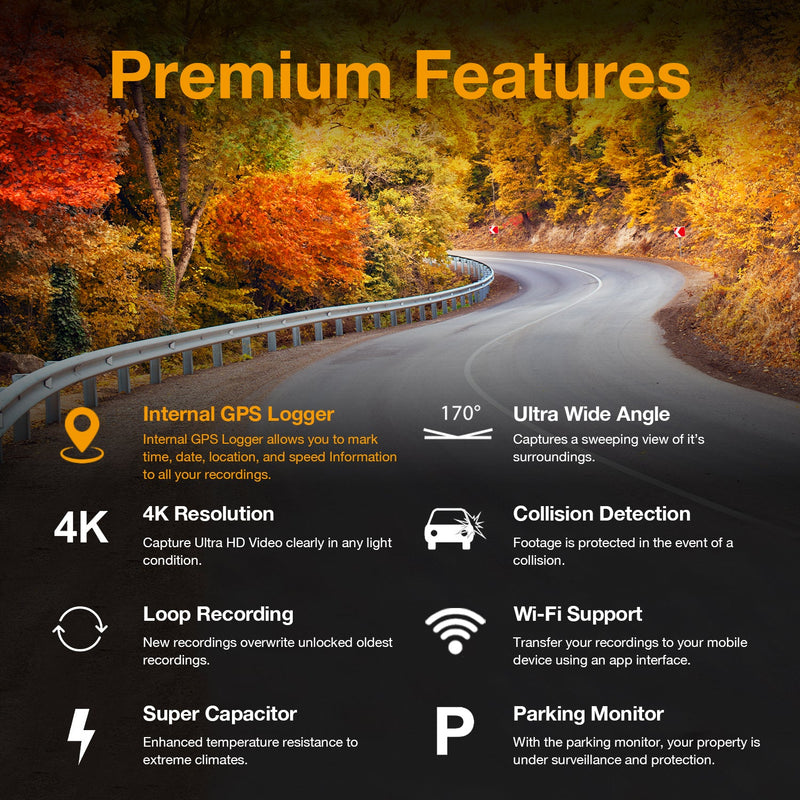 Load image into Gallery viewer, Rexing V1-4K Ultra HD Car Dash Cam w/ Built-in GPS Logger, Wi-Fi, and CPL Filter Included