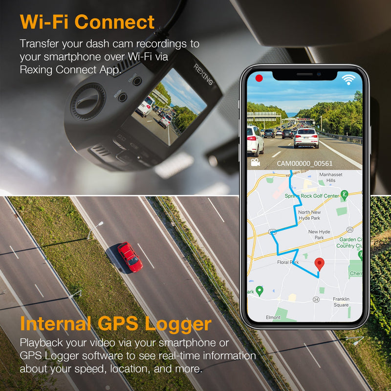 Load image into Gallery viewer, Rexing V1-4K Ultra HD Car Dash Cam w/ Built-in GPS Logger, Wi-Fi, and CPL Filter Included