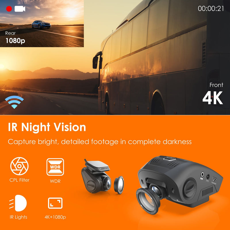 Load image into Gallery viewer, Rexing V1P SE 4K Dual Channel Car Dash Cam w/ GPS, Wi-Fi & Bonus CPL Filters