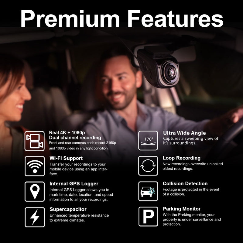 Load image into Gallery viewer, Rexing V1P Max 4K UHD Dual Channel Dash Cam 4K 3840×2160 Front + 1080p Rear with Wi-Fi and GPS