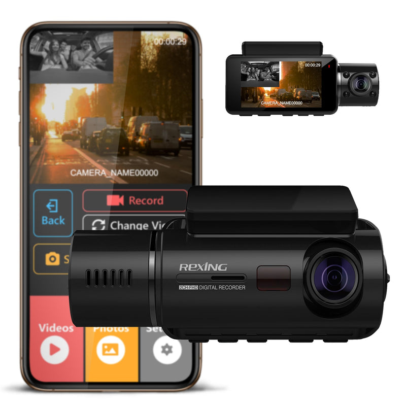 Load image into Gallery viewer, Rexing V3C Dual Camera Front and Inside Cabin Full HD 1080p Dash Cam with WiFi (Open Box)