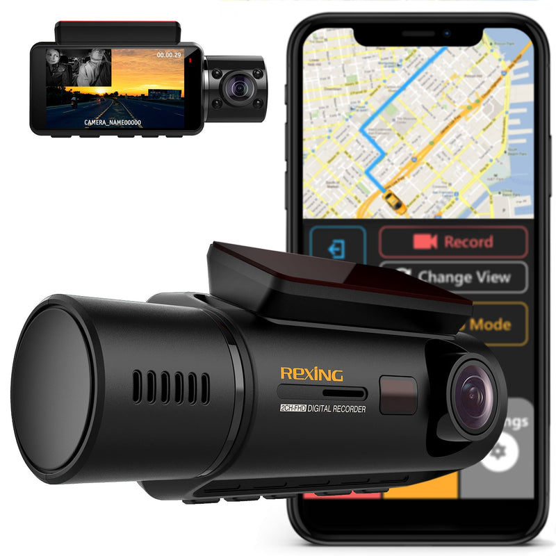 Load image into Gallery viewer, Rexing V3 Bundle Dual Camera Front and Inside Cabin Full HD 1080p with WiFi and Built-in GPS