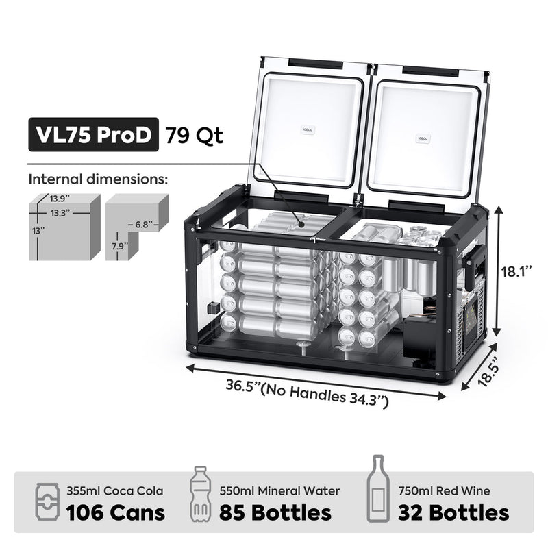 Load image into Gallery viewer, VL75ProD 12V Heavy Duty Fridge Freezer | ICECO | 75 LT