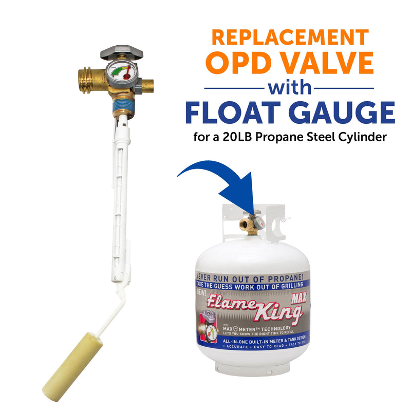 Load image into Gallery viewer, Flame King 20lb OPD Valve with Float Gauge