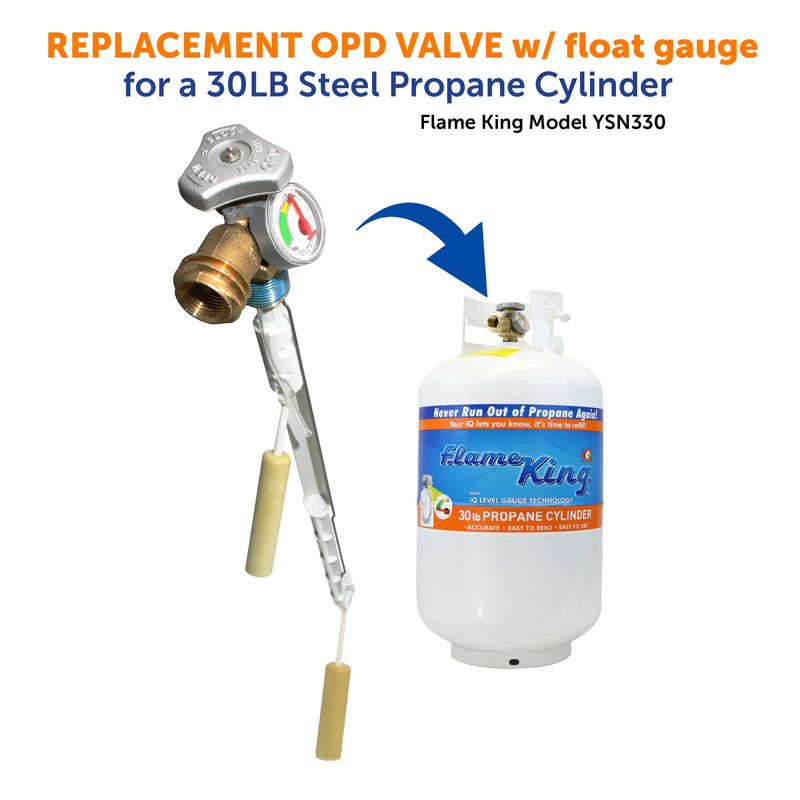 Load image into Gallery viewer, Flame King 30lb OPD Service Valve with Float Gauge