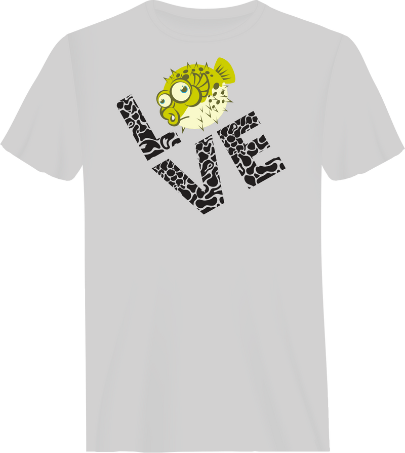 Load image into Gallery viewer, Love Fishing Green Blowfish Globe Man T-Shirt