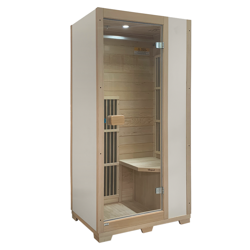 Load image into Gallery viewer, Blisspod | Vienna | Far Infrared Sauna | Canadian Hemlock Very Low EMF | 72.8"H x 35.4"W x 25.6"D | 1 Person