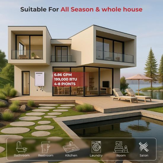 Load image into Gallery viewer, Camplux Whole Home Outdoor Tankless Hot Water Heater 6.86 GPM for 3-4 Persons Whole House | White