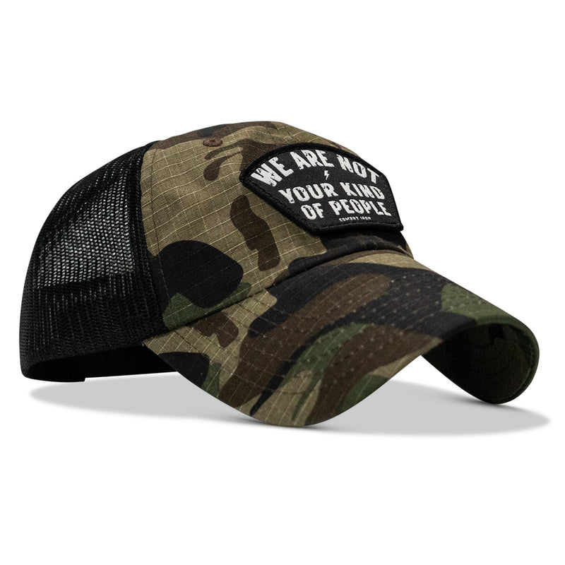 Load image into Gallery viewer, We Are Not Your Kind Of People Patch Tactical Ripstop Mesh Snapback Hat