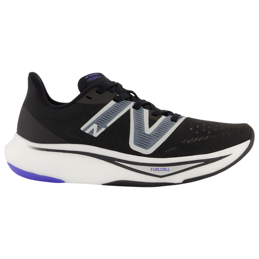 Women's New Balance FuelCell Rebel v3, Black/Aura/Vibrant Spring Glo, 6.5 B Medium - Skoutley Outdoors LLC