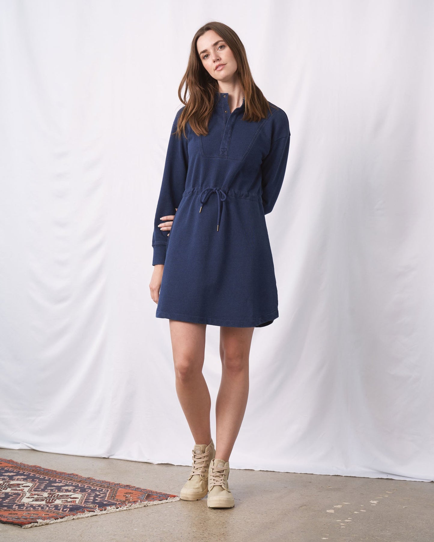 Organic Indigo Terry Mini Dress