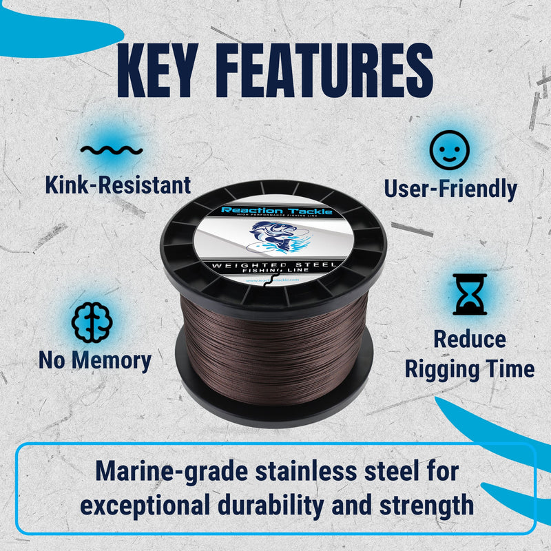 Load image into Gallery viewer, Reaction Tackle Weighted Stainless Steel Trolling Line 45LB- Premium Weighted Fishing Wire