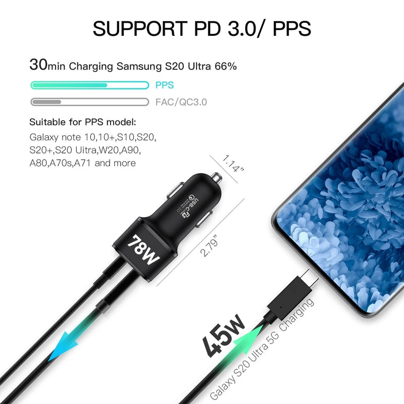 Load image into Gallery viewer, REXING JETSPEED Black 78W PowerDelivery+ USB-C/USB Car Charger