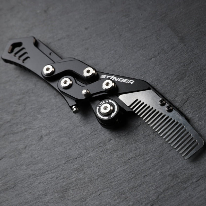 Load image into Gallery viewer, Comb: Stinger Godzilla Comb, Hair Comb, Beard Comb, Grooming Comb, EDC - Matte Black