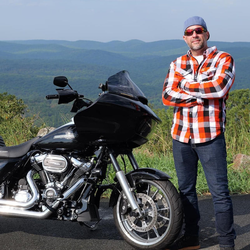 Load image into Gallery viewer, Protective Flannel Shirt - Red Black White Checkered with Pads