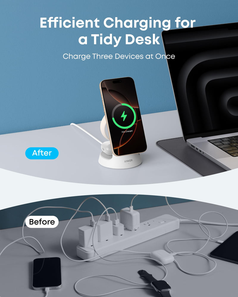 Load image into Gallery viewer, Anker MagGo Wireless Charging Station (3-in-1, Dock Stand)
