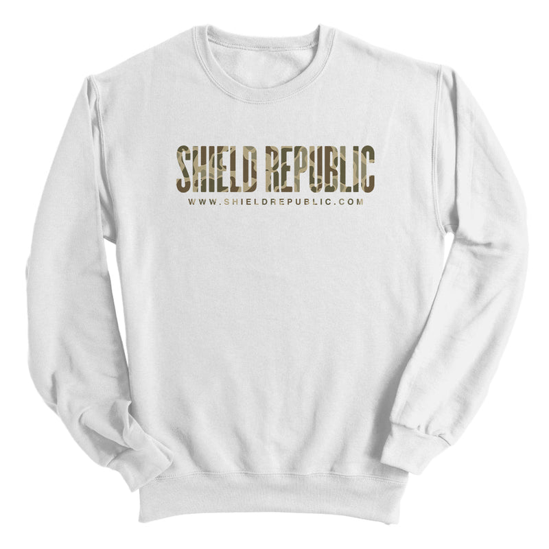 Load image into Gallery viewer, Shield Republic Duck Camo Banner Text (Front)
