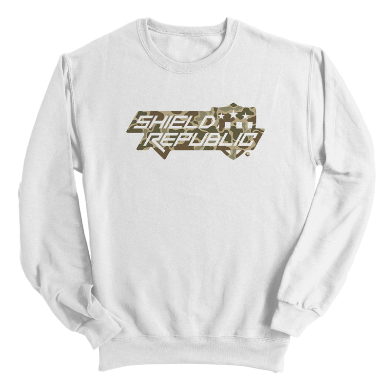 Load image into Gallery viewer, Shield Republic Duck Camo Stacked Logo (Front)