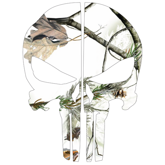 WINTER WOODS CAMO PUNISHER SKULL REAR HELMET REFLECTIVE HELMET DECAL