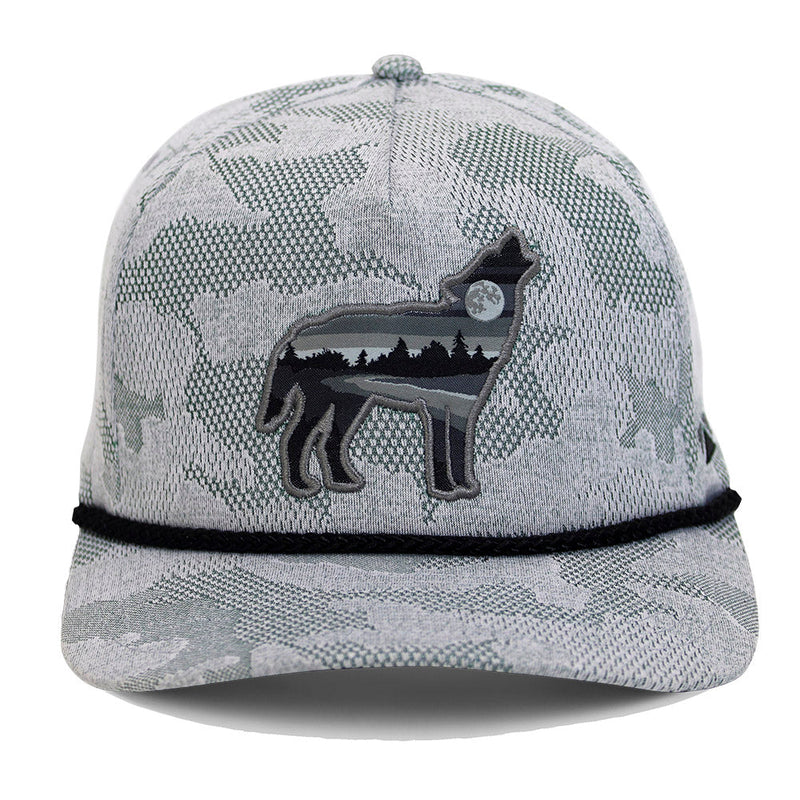 Load image into Gallery viewer, Wolf Howl Cloud Texture 5-Panel Rope Cap
