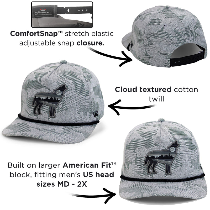 Load image into Gallery viewer, Wolf Howl Cloud Texture 5-Panel Rope Cap
