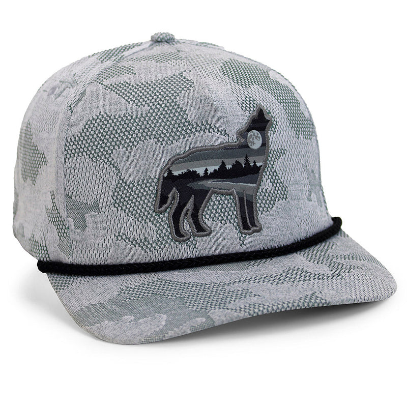 Load image into Gallery viewer, Wolf Howl Cloud Texture 5-Panel Rope Cap
