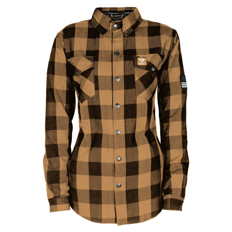 Load image into Gallery viewer, Protective Flannel Shirt for Women - Camel Checkered