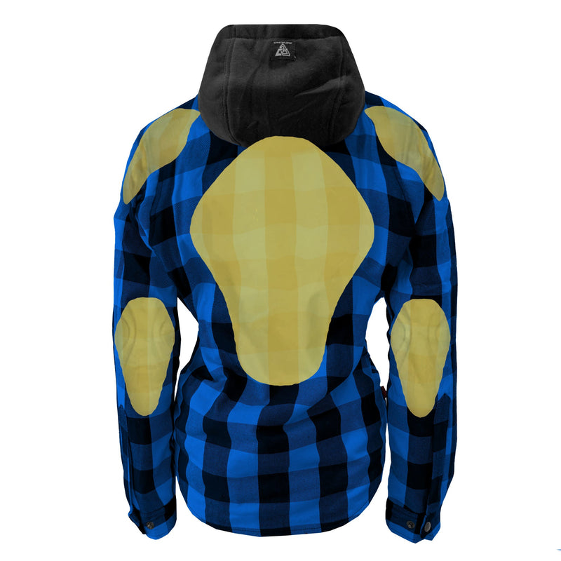 Load image into Gallery viewer, Protective Flannel Hoodie for Women - Blue and Black Checkered