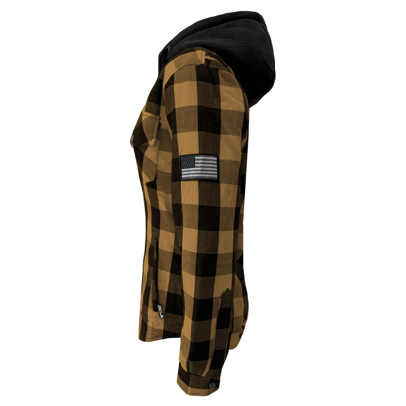 Load image into Gallery viewer, Protective Flannel Hoodie for Women - Camel and Black Checkered