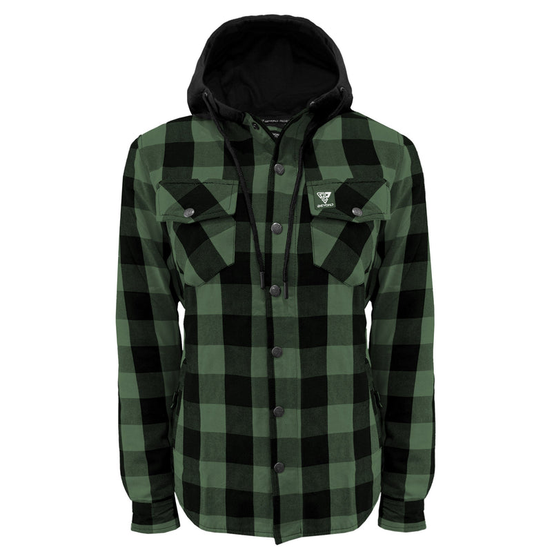Load image into Gallery viewer, Protective Flannel Hoodie for Women - Dark Green and Black Checkered