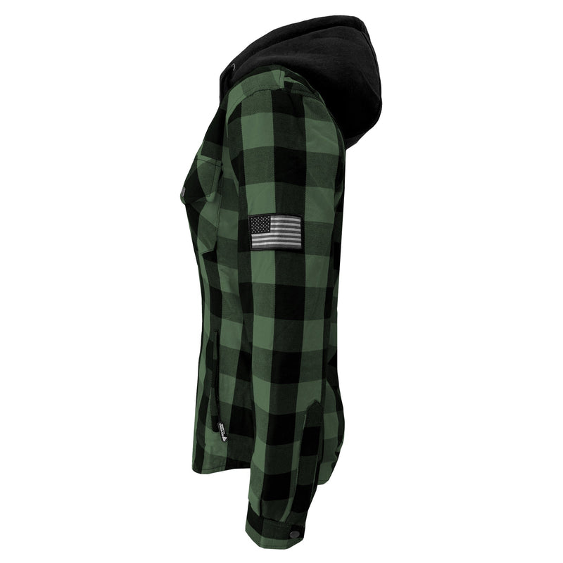 Load image into Gallery viewer, Protective Flannel Hoodie for Women - Dark Green and Black Checkered