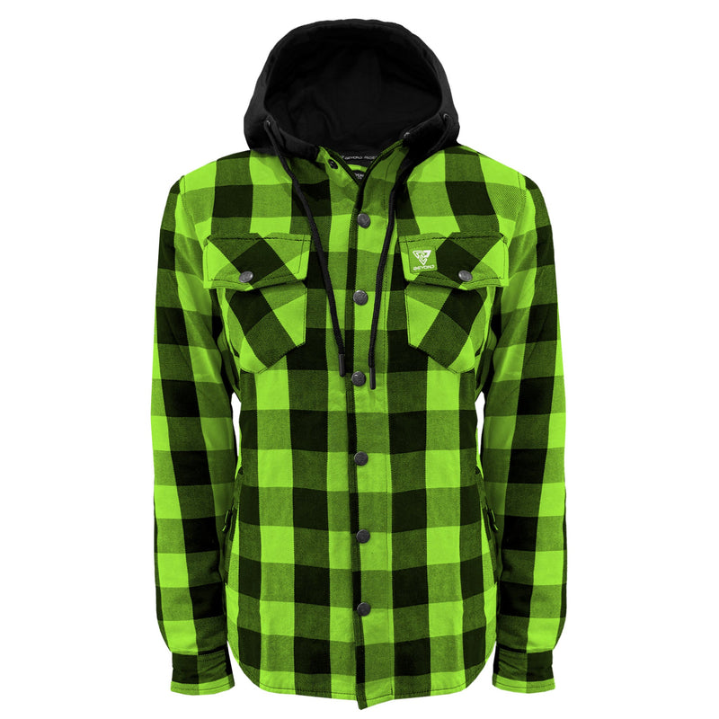 Load image into Gallery viewer, Protective Flannel Hoodie for Women - Green and Black Checkered