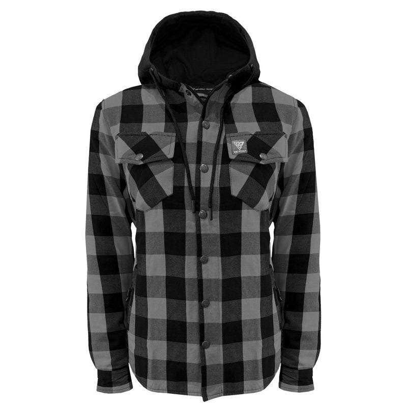 Load image into Gallery viewer, Protective Flannel Hoodie for Women - Gray and Black Checkered