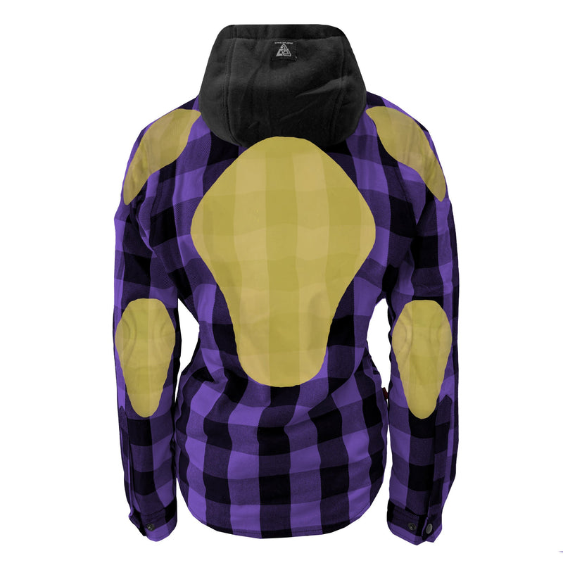 Load image into Gallery viewer, Protective Flannel Hoodie for Women - Purple and Black Checkered