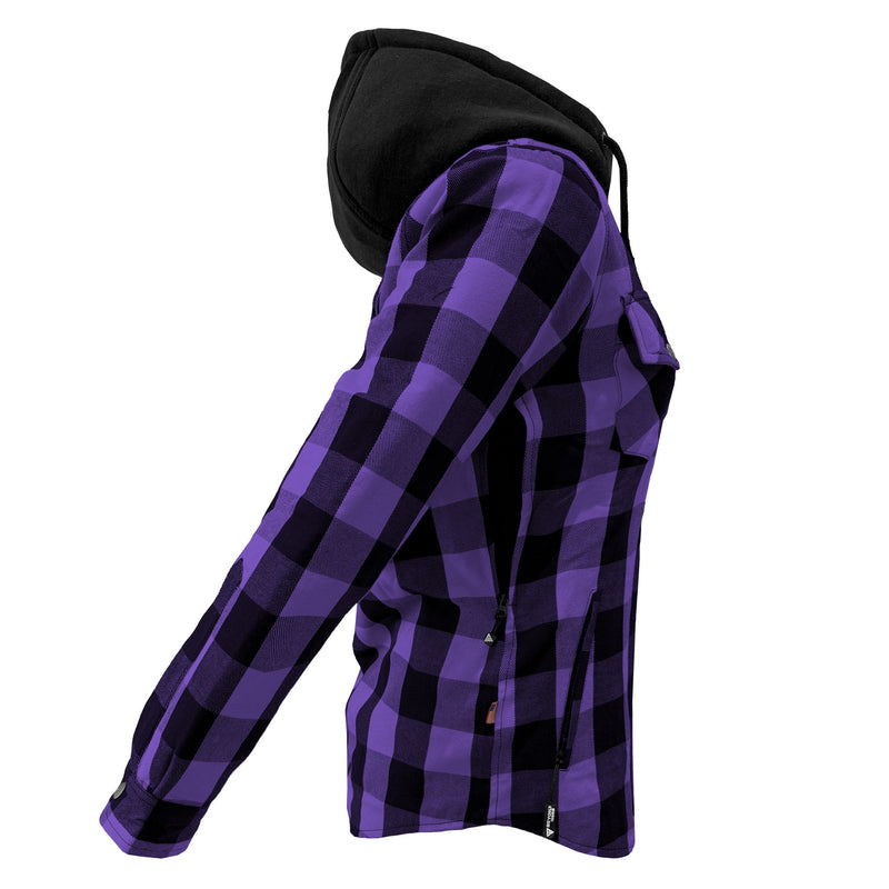 Load image into Gallery viewer, Protective Flannel Hoodie for Women - Purple and Black Checkered