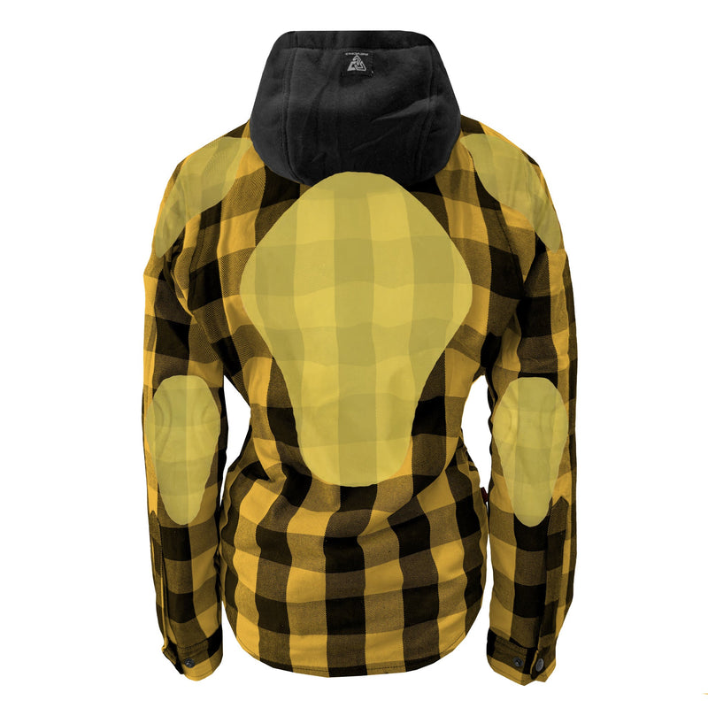 Load image into Gallery viewer, Protective Flannel Hoodie for Women - Yellow and Black Checkered