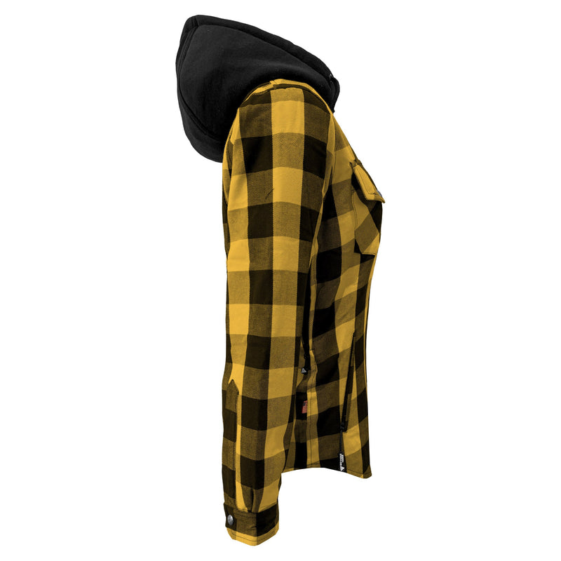 Load image into Gallery viewer, Protective Flannel Hoodie for Women - Yellow and Black Checkered