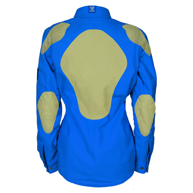 Load image into Gallery viewer, Protective Flannel Shirt for Women - Blue Solid with Pads